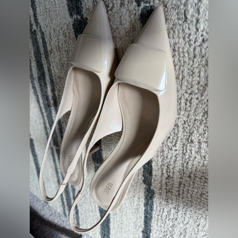 Zara Beige Slingback Heels
